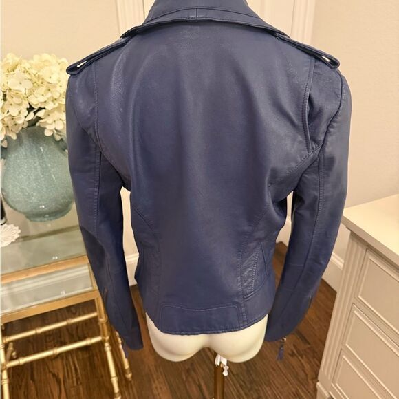 Joie Lamb Leather Navy Morton Jacket - Picture 3 of 6